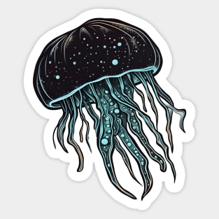 Neon and Blackwork Jellyfish Sticker